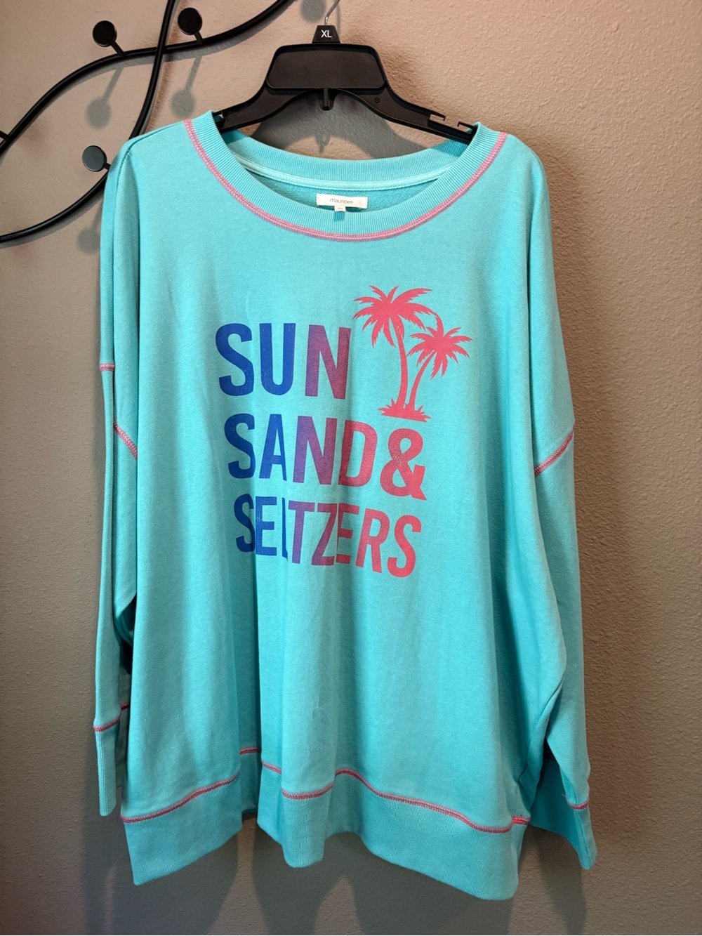 Women’s Turquoise "Sun Sand & Seltzers" Graphic Pullover